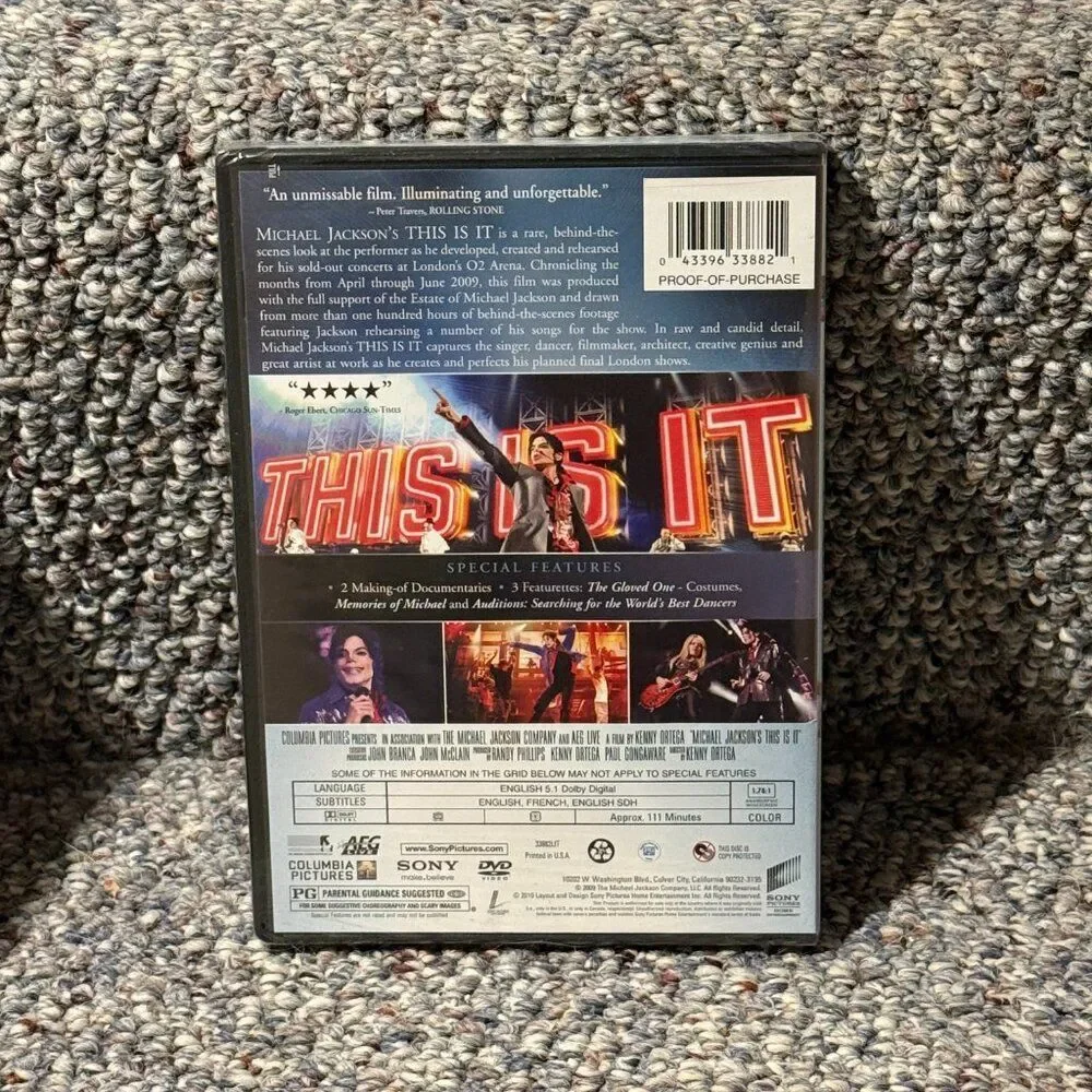 Michael Jackson's 2009 This Is It DVD New in Wrapper